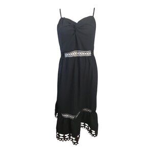 Shein Dress Womens Plus Size 0XL Solid Black Lace Cutout Crochet Pullover